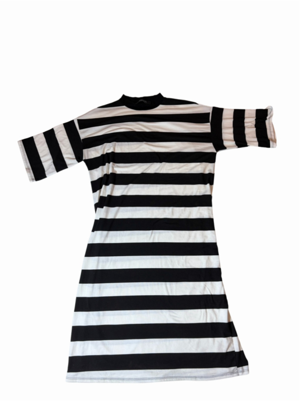Dressed in Lala Dress Womens Small Black White Stripe Oversized T-Shirt USA Made
